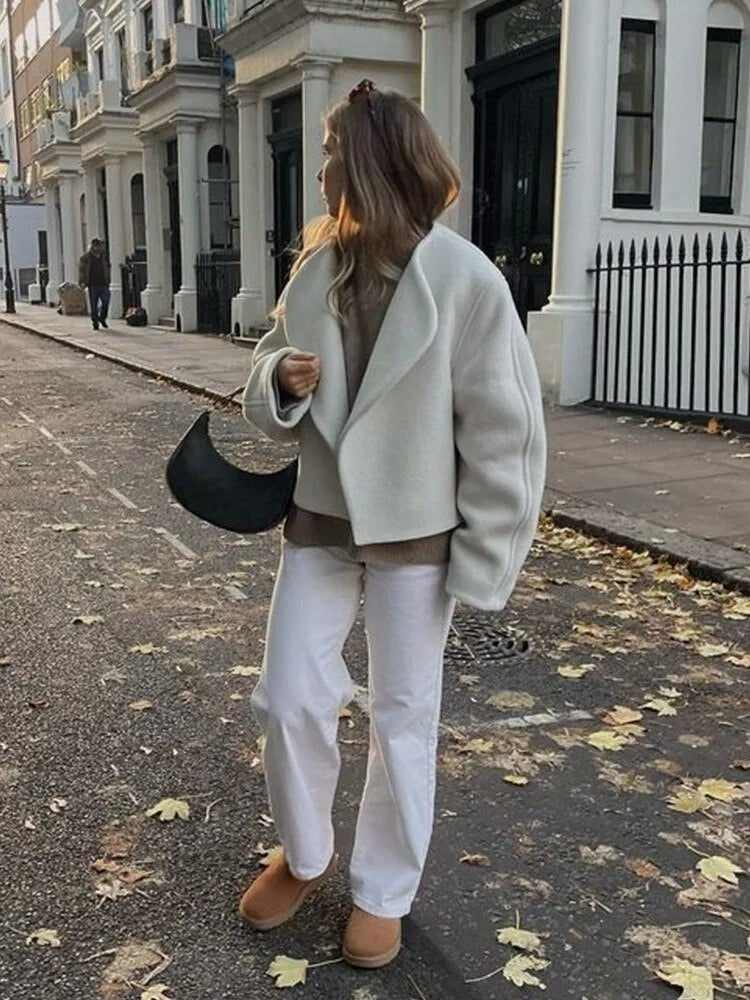 V-neck long sleeve coat