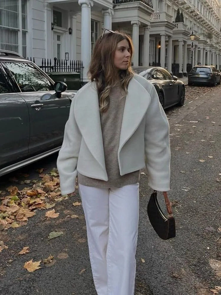 V-neck long sleeve coat