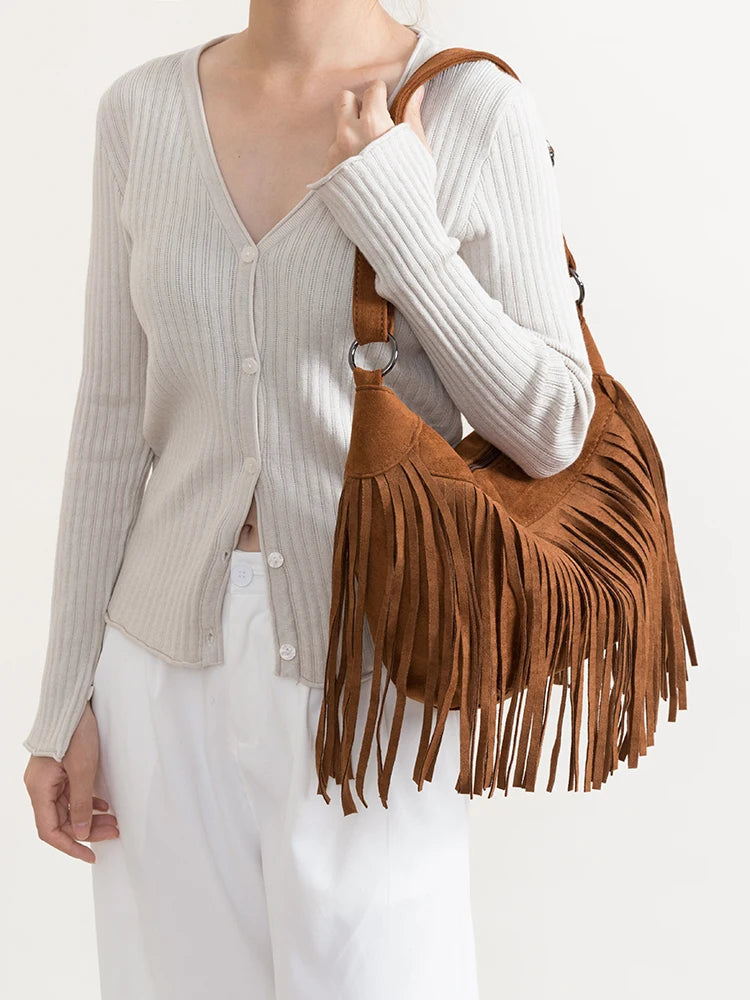 Suede shoulder bag