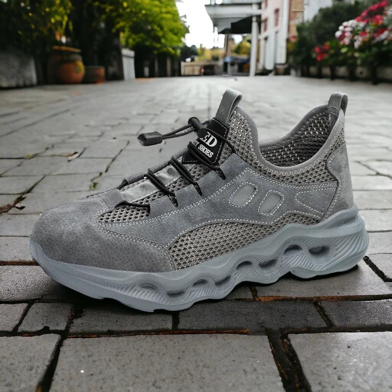 Outdoor trail sneaker with breathable mesh