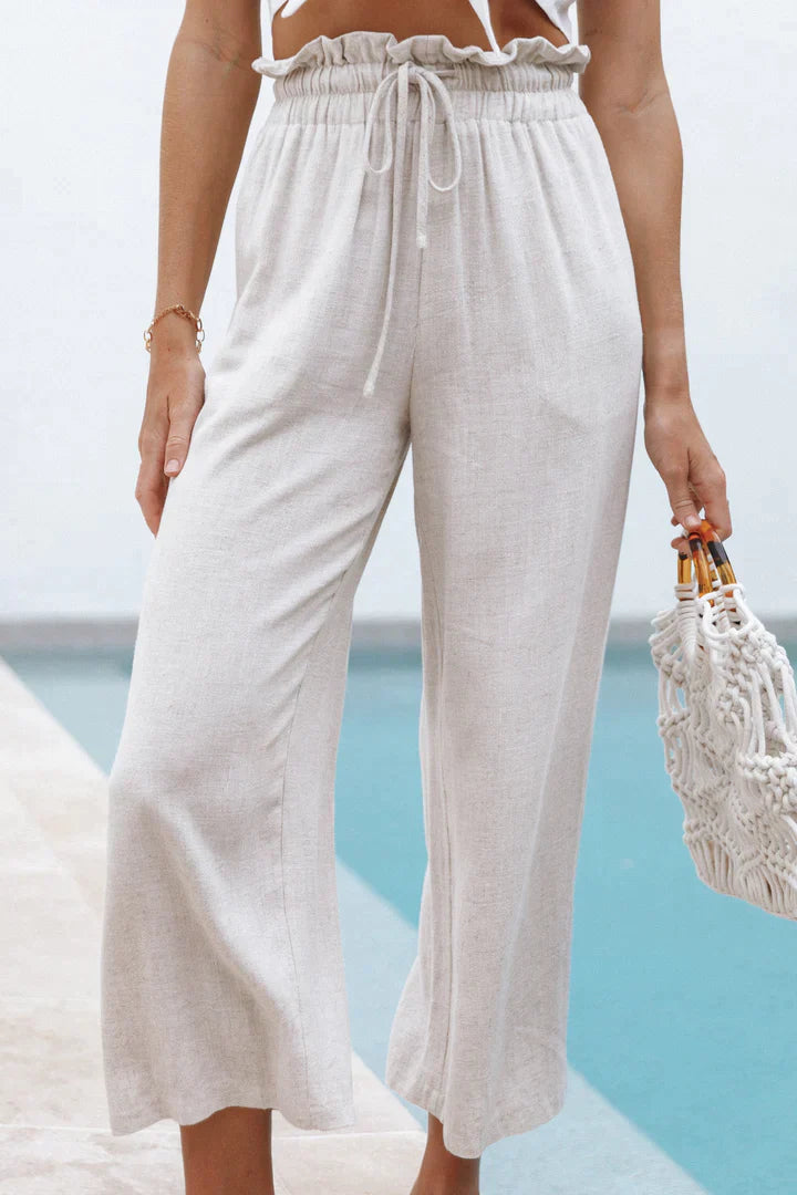 Breathable linen trousers for summer