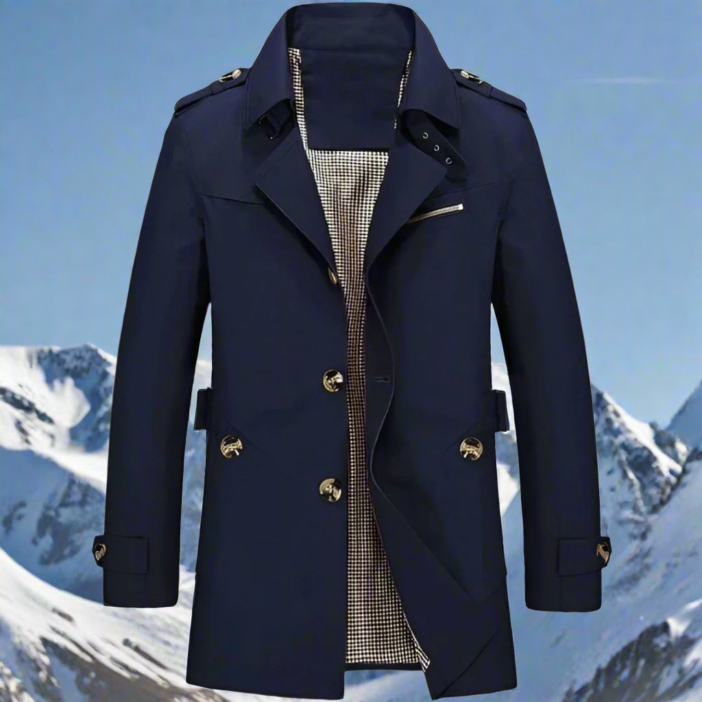 Windproof coat with buttons