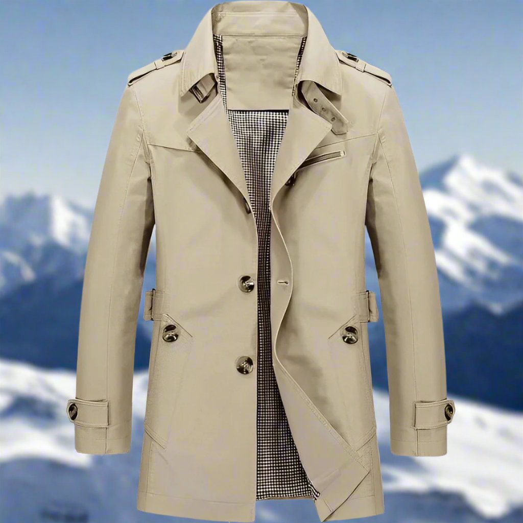 Windproof coat with buttons