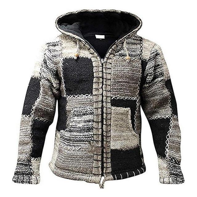 Stylish knitted patchwork cardigan for men