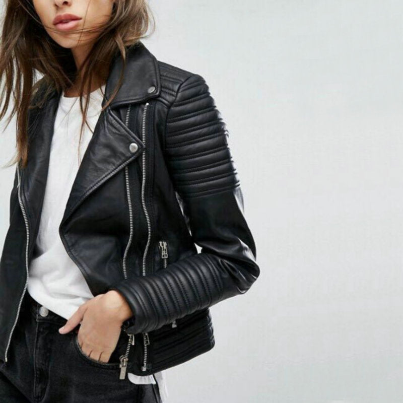 Women - Biker Leather Jacket - Stylish & Durable - Perfect for Every Adventure - Edition 2024