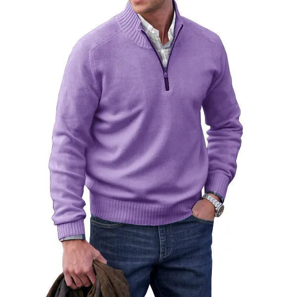 Cashmere pullover with zip