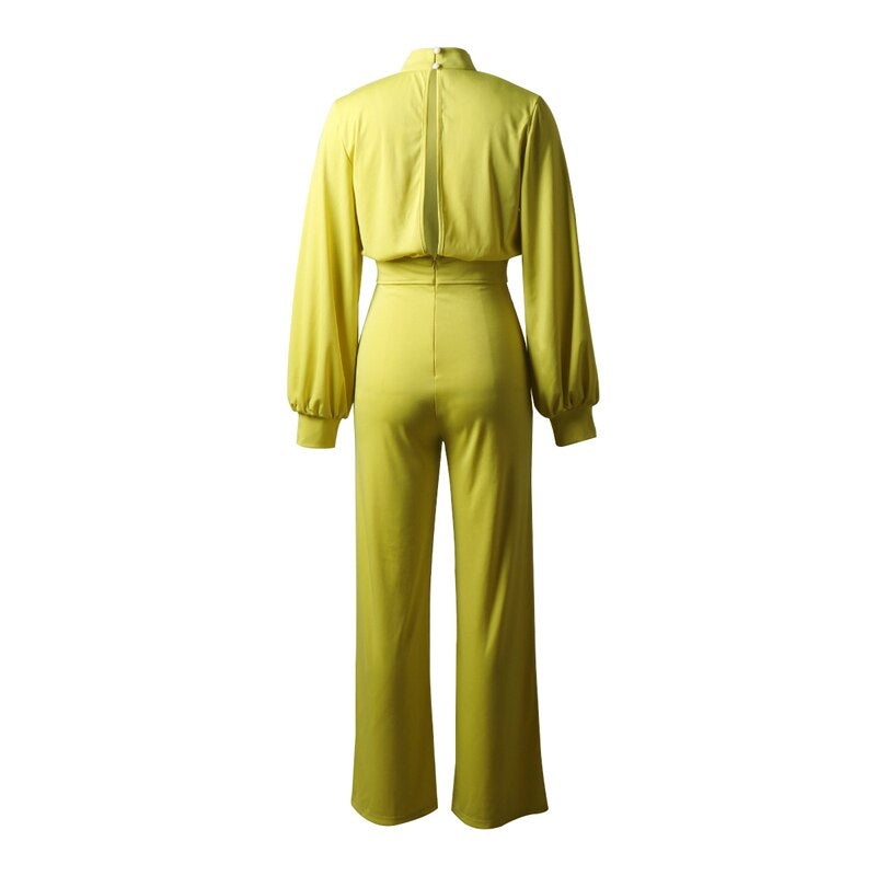 Women - Long-Sleeved Overall - Stand-Up Collar - Stylish Casual Jumpsuit