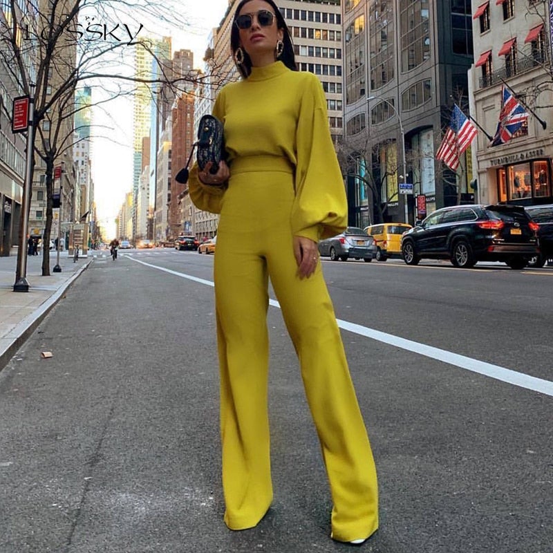 Women - Long-Sleeved Overall - Stand-Up Collar - Stylish Casual Jumpsuit