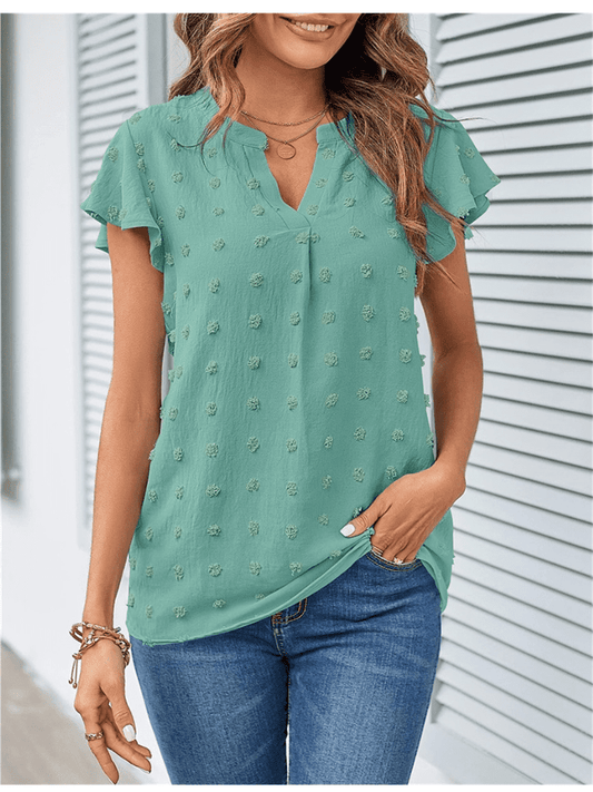 Blouse with patchwork and ruffles