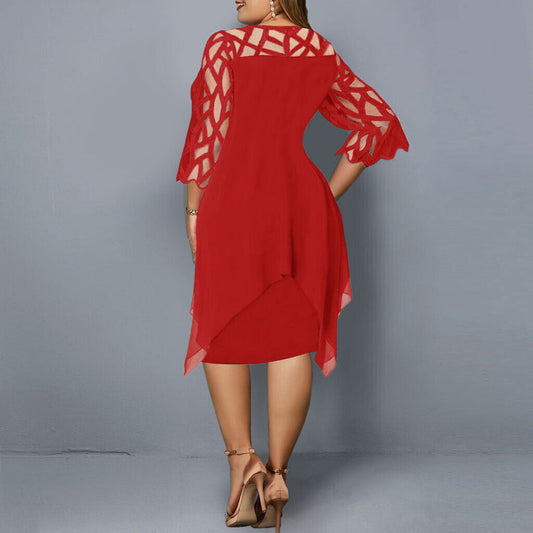 Fashionable midi dress in plus sizes