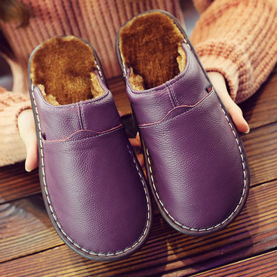 Women's - Waterproof Leather Slippers - Comfortable and Durable - Ideal for Indoor and Outdoor Use