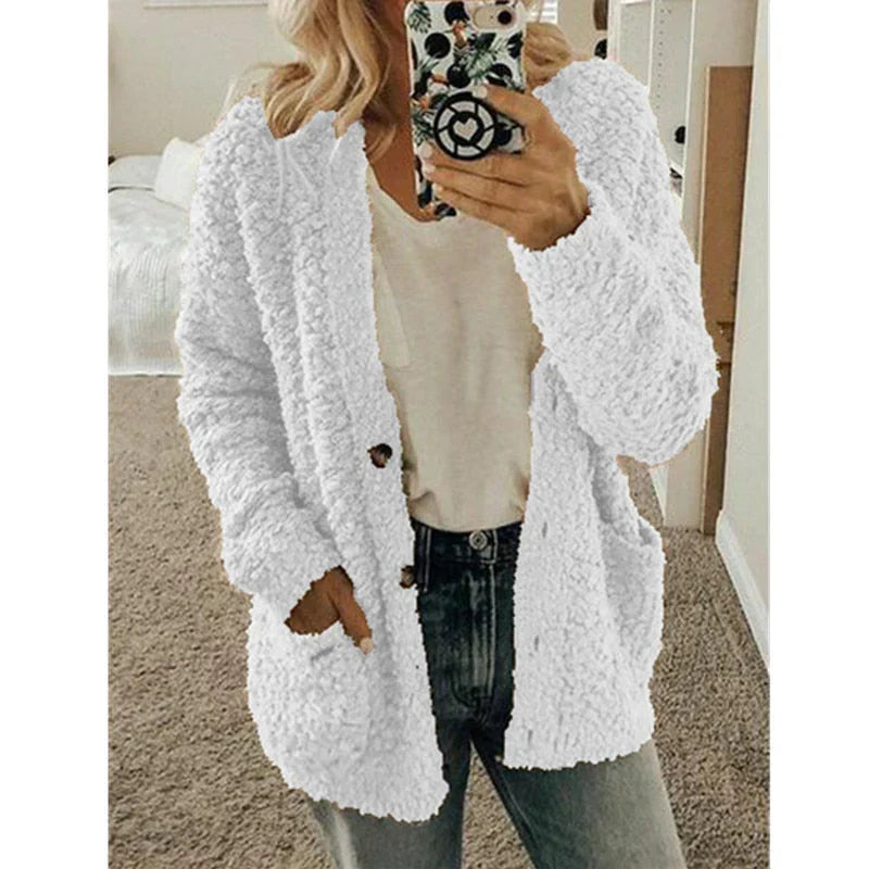 Women's Fluffy Cardigan - Cozy Warm Material - Elegant Thermo Style for Perfect Layering