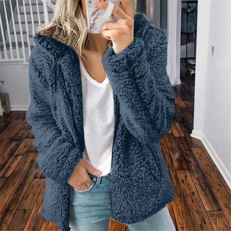 Women's Fluffy Cardigan - Cozy Warm Material - Elegant Thermo Style for Perfect Layering