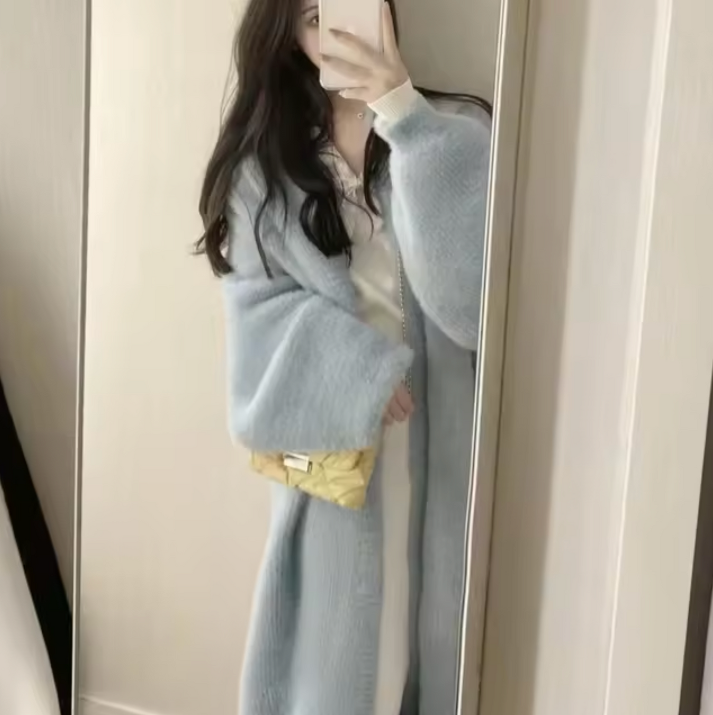 Long knitted cashmere cardigan