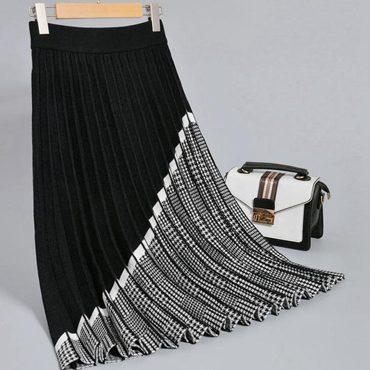 Stylish pleated asymmetric skirt