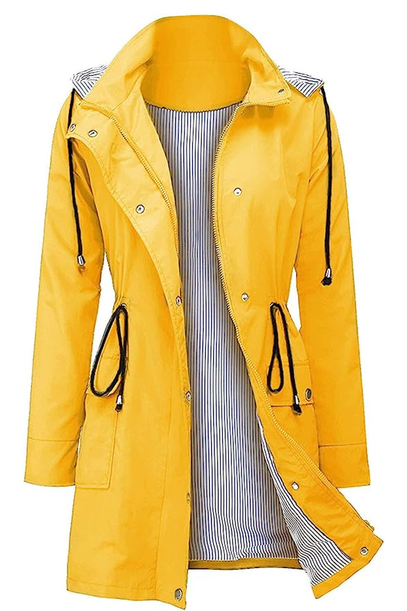 Striped rain jacket with hood