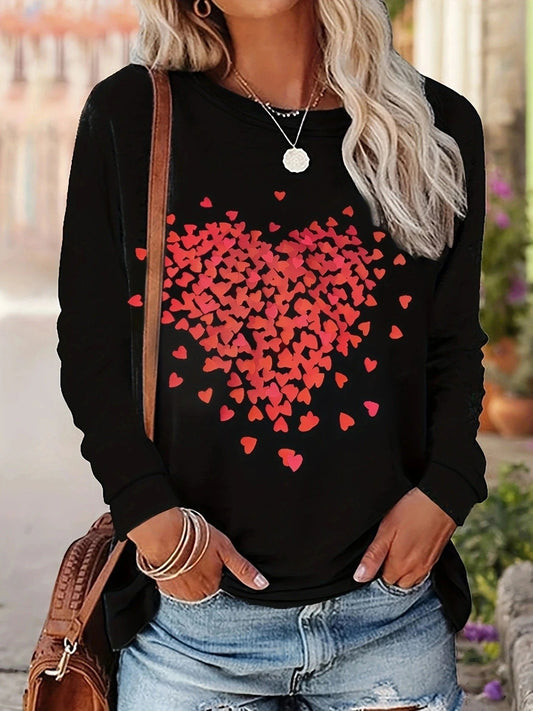 Women - Fashion T-shirts - Soft Cotton with Heart Print - Stylish Casual Wear