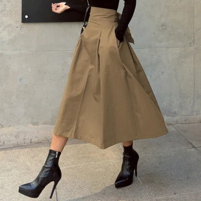 Women - A-line Umbrella Bow Skirt - Stylish and Comfortable - Perfect for Any Occasion