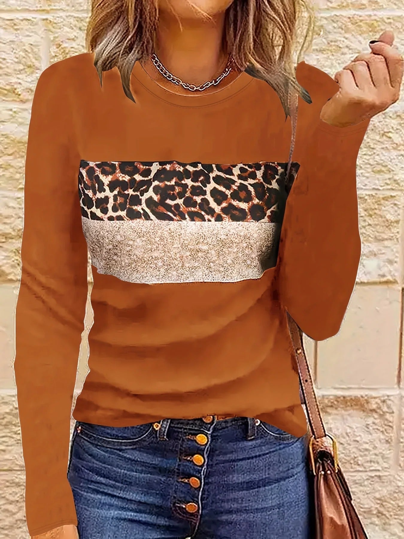 Women - Leopard Print Shirt - Stylish & Comfortable Fabric - Trendy Fashion Top for Everyday Wear