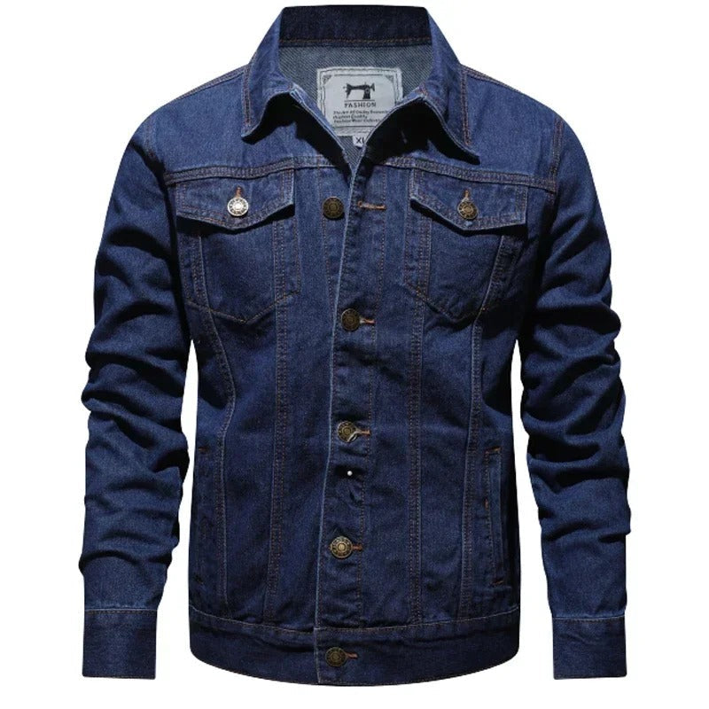 Windproof lightweight reversible collar men's denim jackets