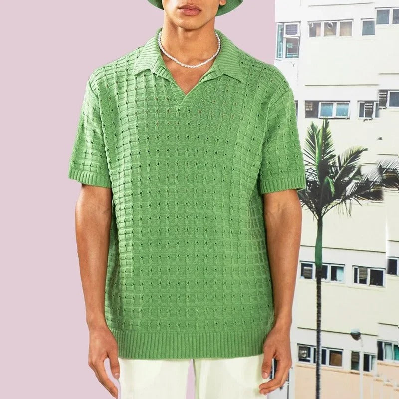 Oversized knitted polo for men