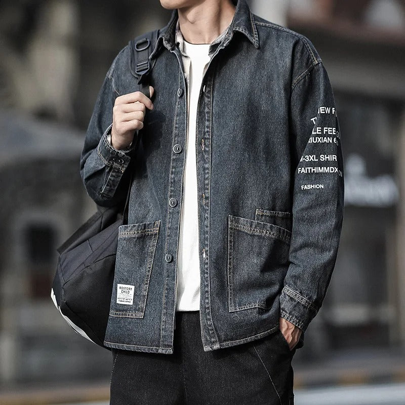 Windproof lightweight soft men's denim jacket