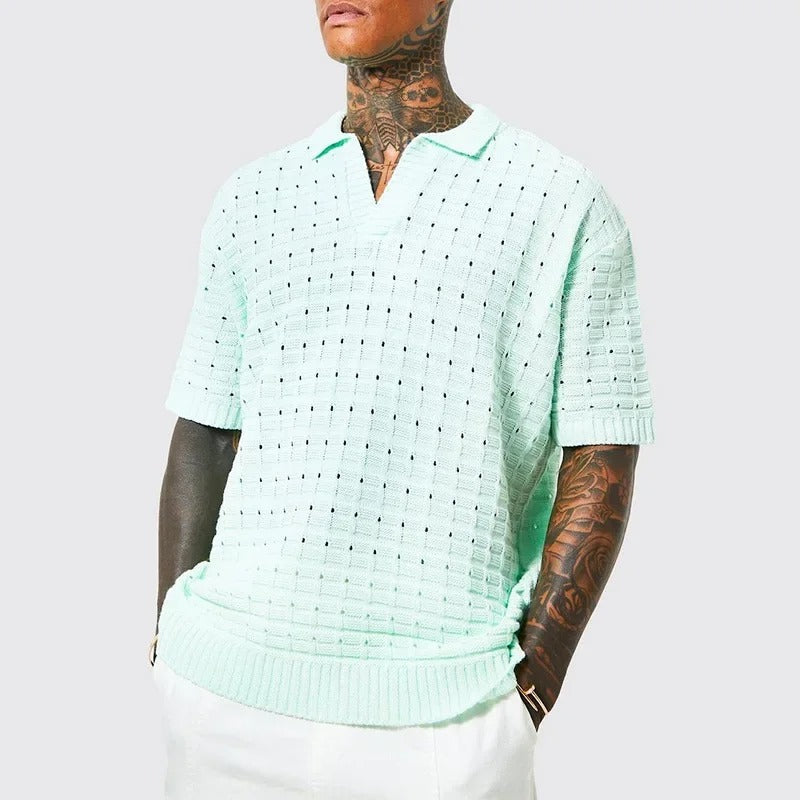 Oversized knitted polo for men