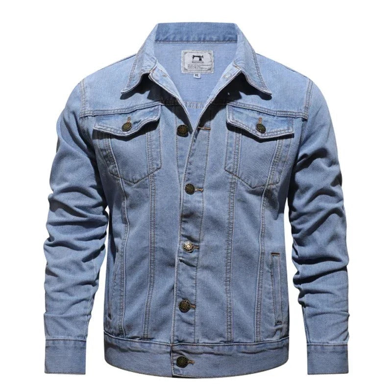 Windproof lightweight reversible collar men's denim jackets