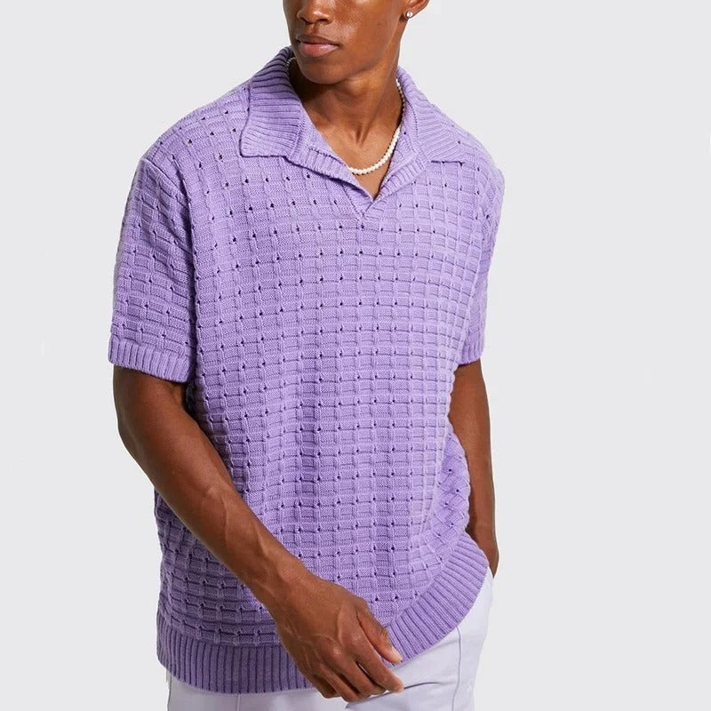 Oversized knitted polo for men