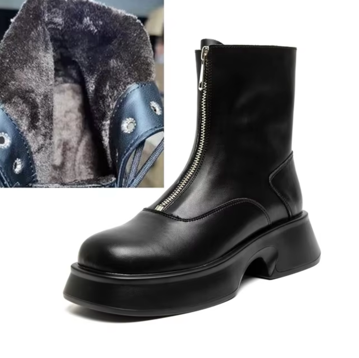 Water-repellent winter fur boots