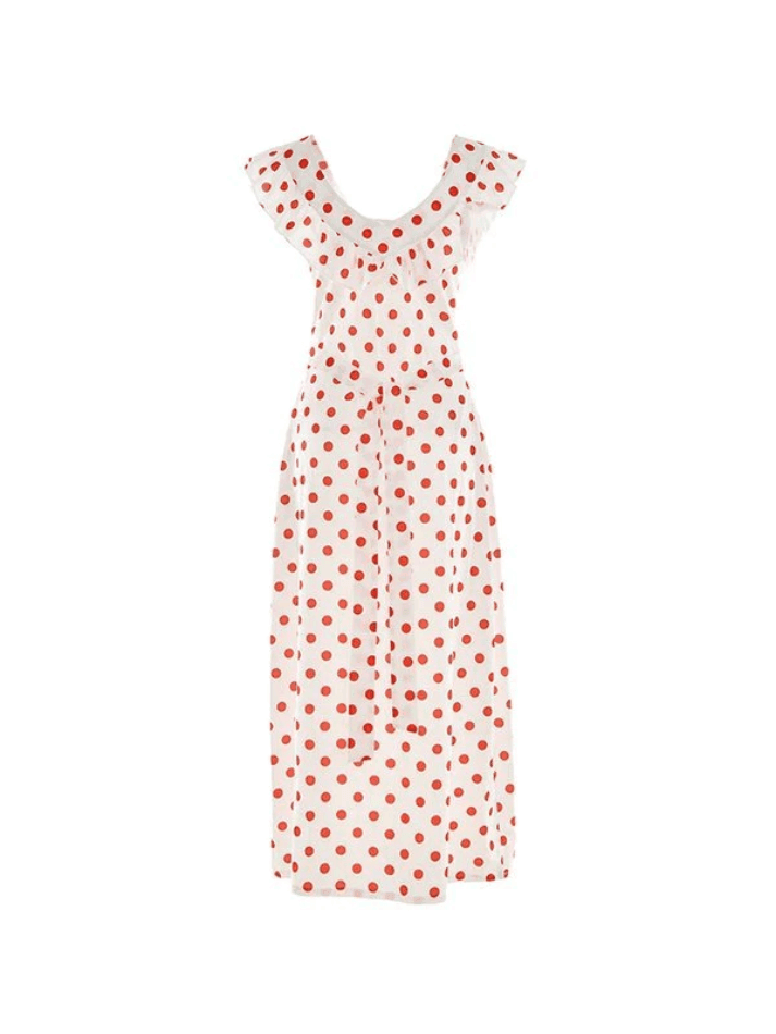 Affordable Waist Ruffled Polka Dot Dress