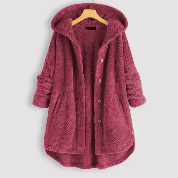 Women's Fleece Jacket with Hood - Cozy Half-Length Design for Ultimate Winter Warmth