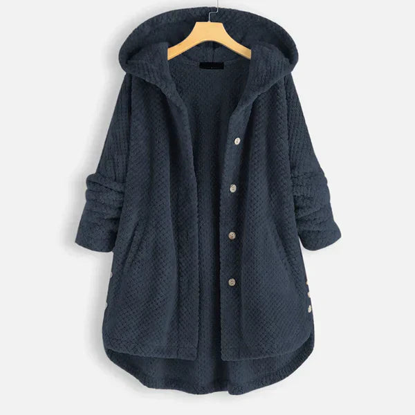 Women's Fleece Jacket with Hood - Cozy Half-Length Design for Ultimate Winter Warmth