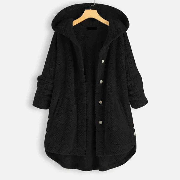 Women's Fleece Jacket with Hood - Cozy Half-Length Design for Ultimate Winter Warmth