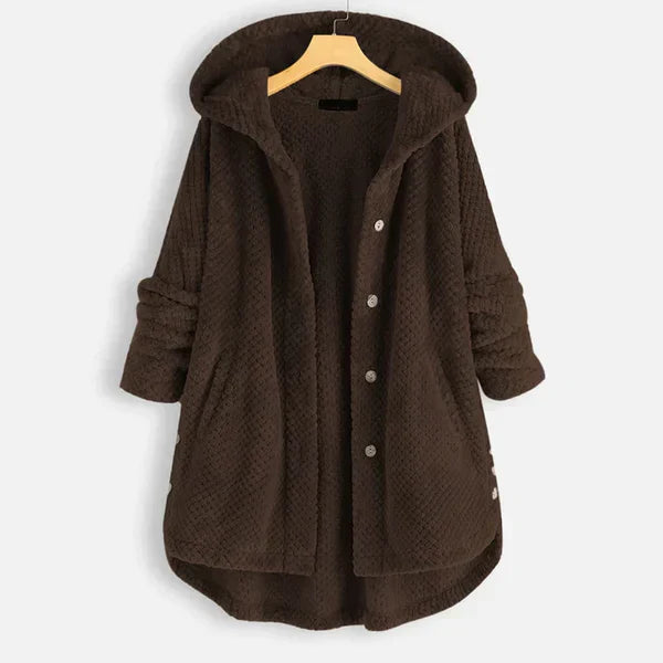 Women's Fleece Jacket with Hood - Cozy Half-Length Design for Ultimate Winter Warmth