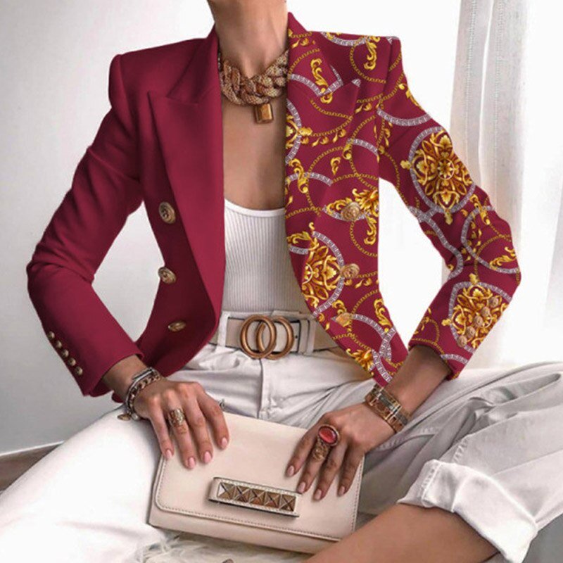 Women's Blazer - Stylish Butterfly Pattern - Trendy Layering Piece for 2024 Fashion - Chic Design