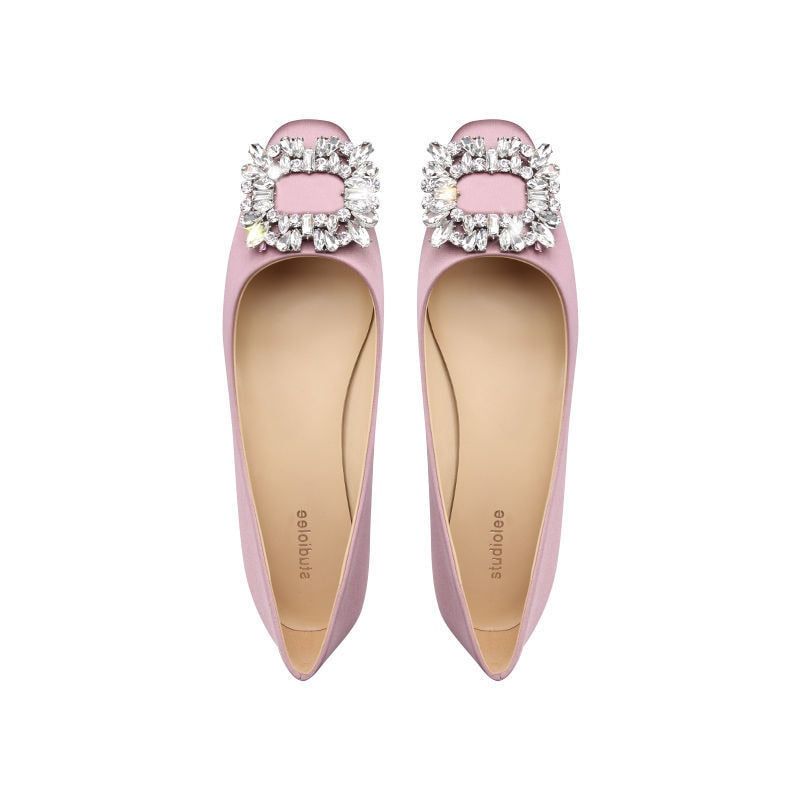 Embellished ballerinas with a satin finish