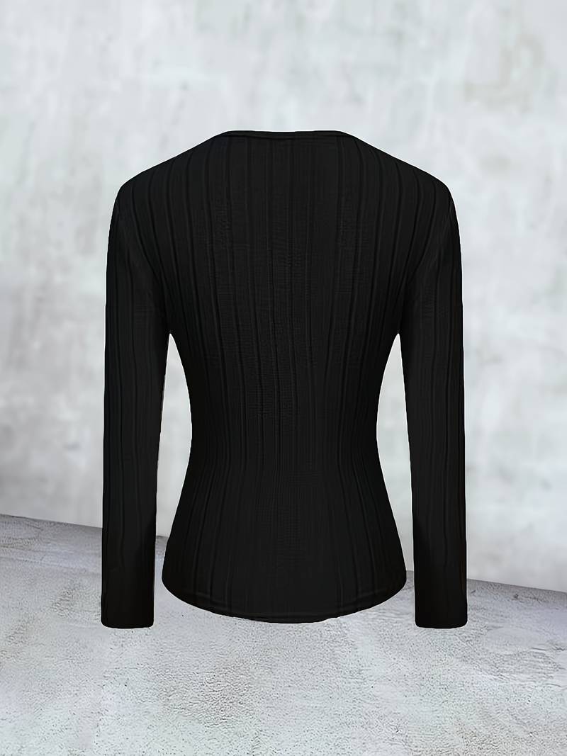 Women - Ribbed Jumper - Tight-Fitting, Cozy Knit - Stylish Wardrobe Essential