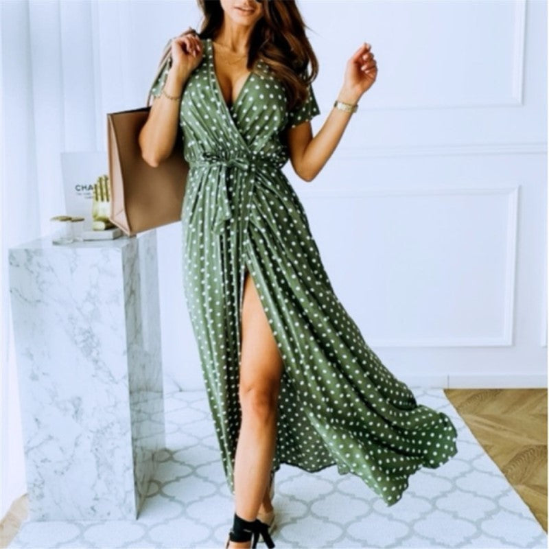 Bohemian maxi dress with slit